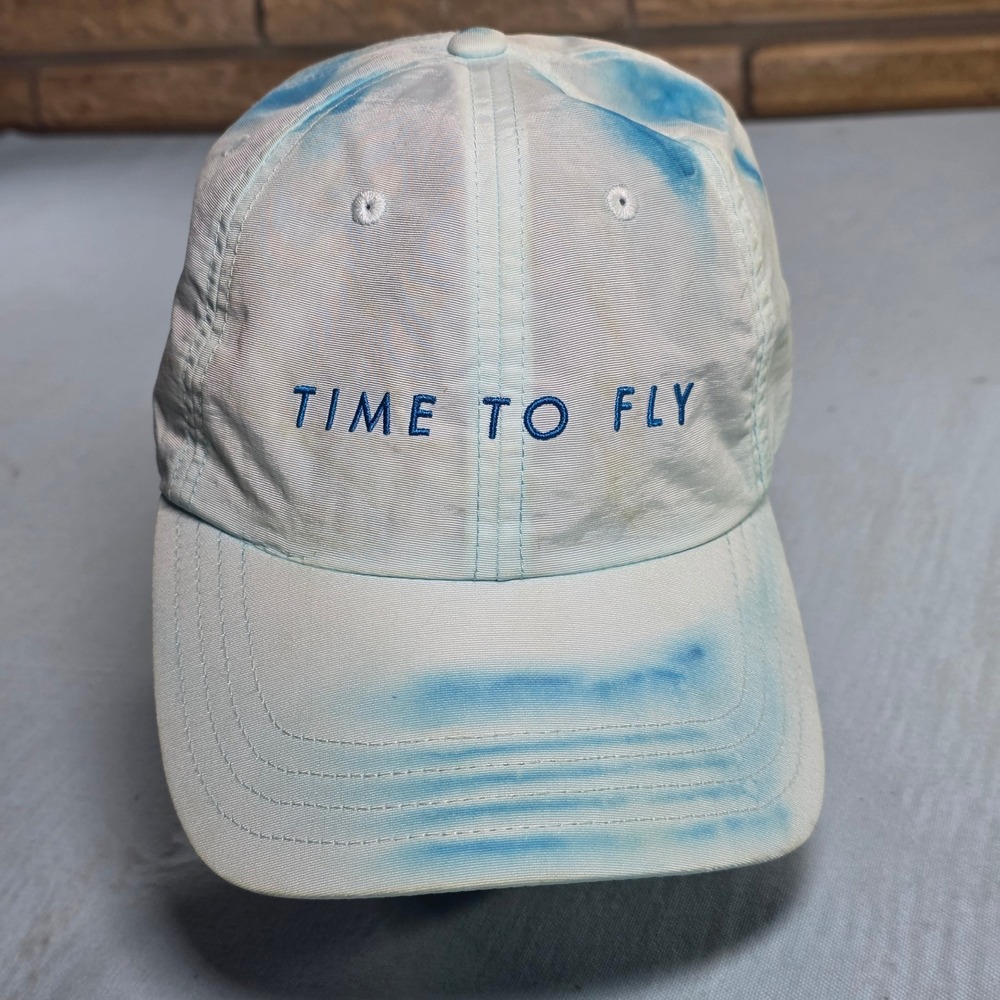 Hoka One One Time To Fly Tie Dye Running Hat Blue White Nylon Snapback Cap
